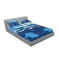 thumbnail image 2 of Ambesonne Nautical Fitted Sheet & Pillow Sham Set, Underwater Life Sail, Full, Blue White, 2 of 2