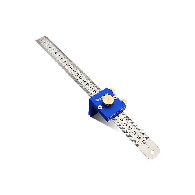 Kenally Regla de trazado de acero inoxidable de 30cm, regla portátil anticorrosiva de ángulo para carpintería, reglas metalúrgicas, accesorios Medidores de medidas dimensionales Azul