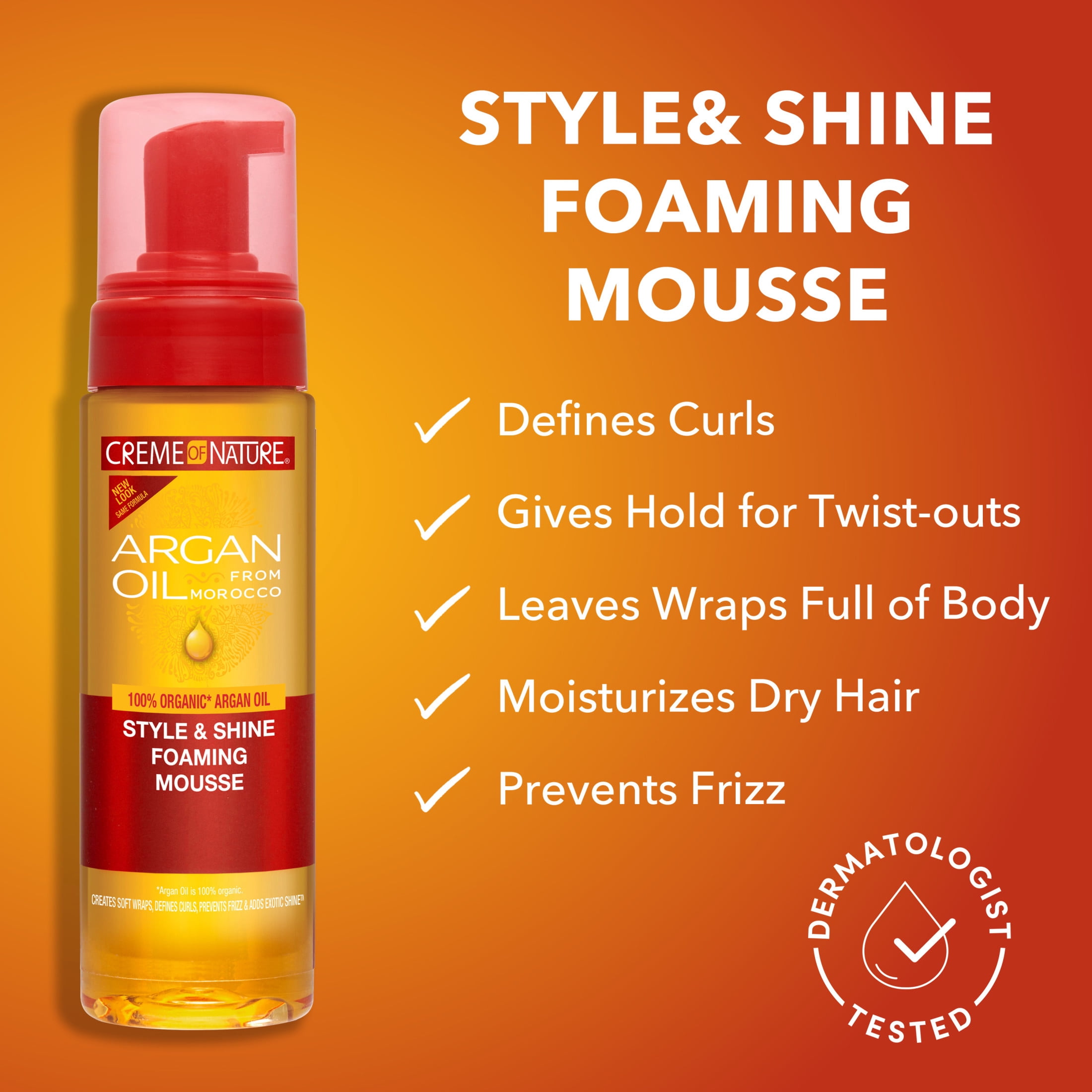 (2 pack) Creme of Nature Argan Oil Style & Shine Foaming Mousse, Curl Defining, 7 fl oz