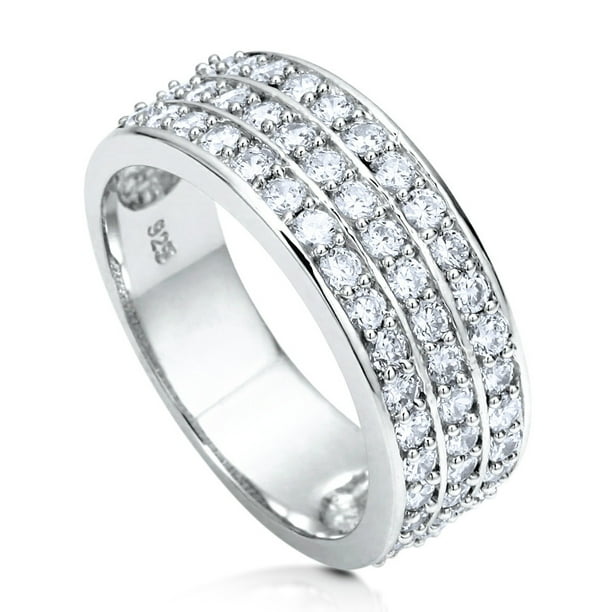Berricle Rhodium Plated Sterling Silver Cubic Zirconia CZ Anniversary