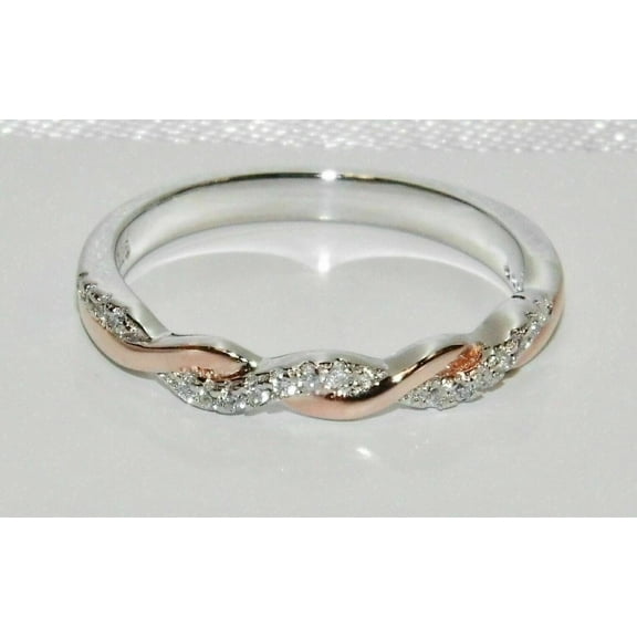 1.00Ct Round Cut Simulated Diamond Twisted Eternity Band Women's Valentine Ring 14K White Gold Plated Silver
