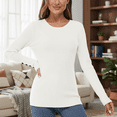 thumbnail image 7 of SOMER Women's Sweater Long Sleeve Button Pullover Lightweight Crew Neck Stretchy Business Casual Top for Work & Fall 2025 White, 7 of 7