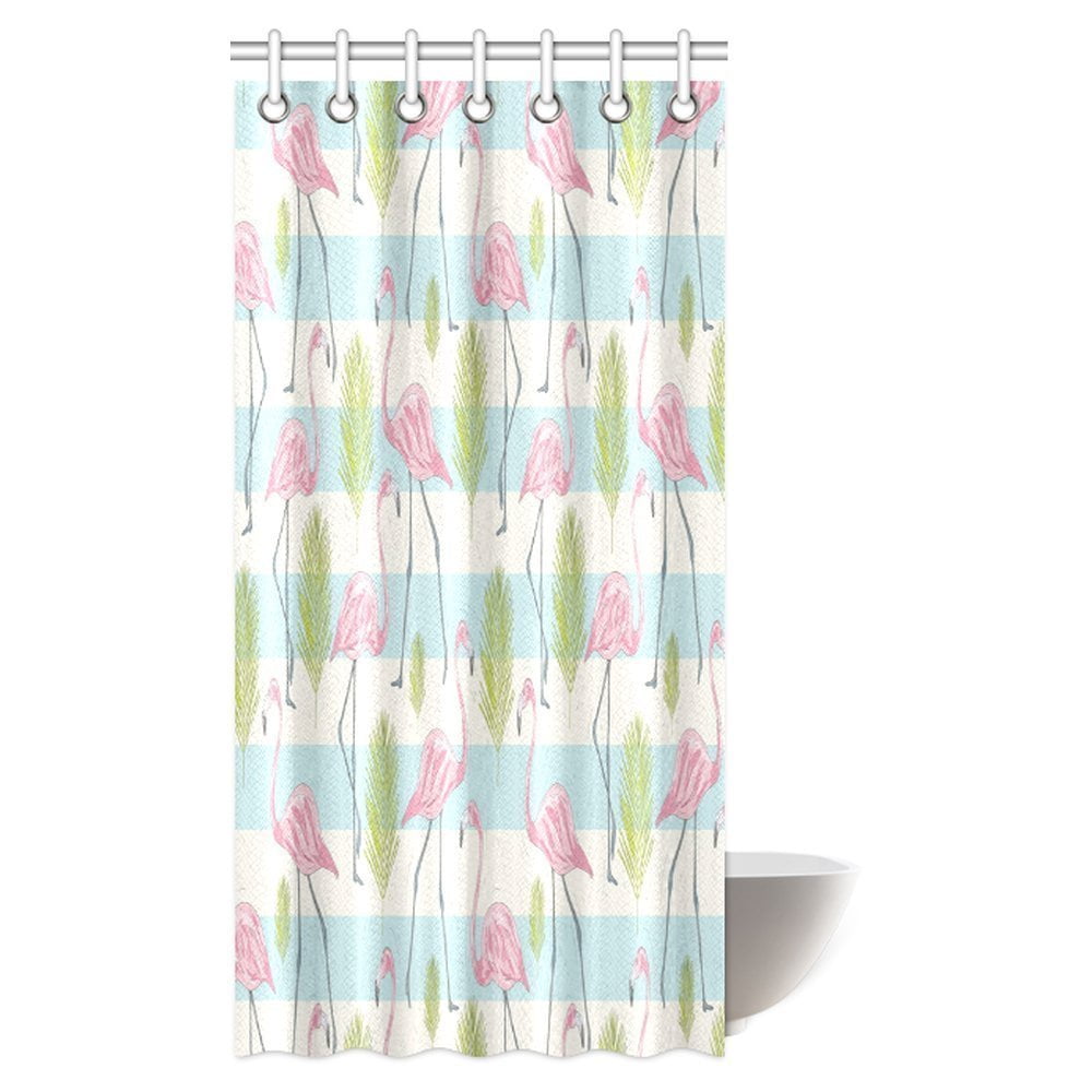 Bathroom Liner Shower Curtain Panel Set with Curtain Hooks Flamingo 1 Decor 