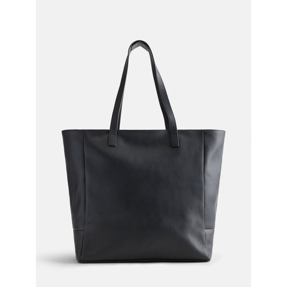 Free Assembly Unisex Large Leather Tote Bag, Black