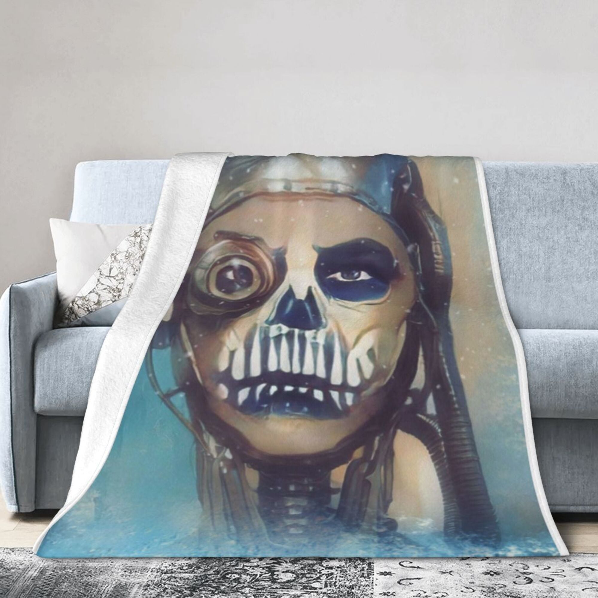 ZICANCN Woman Face Skull AntiPilling Flannel Bed Throw Blankets