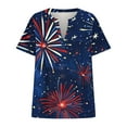 thumbnail image 4 of Red White and Blue Womens Blouse 4th of July Shirts Women Patriotic Shirts Women Fourth of July Women Shirts Plus Size for Women Sexy V-Neck Blouse Lace Casual Loose Summer Short Sleeve Blouse, 4 of 5