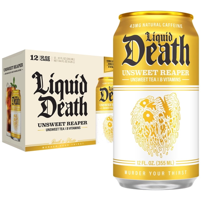 Té helado Liquid Death Unsweet Reaper 355 ml pack de 12
