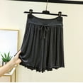thumbnail image 2 of Kaemgyyd Womens Shorts Casual Elastic High Waist Shorts Trendy Ruffle Hem Drawstring Wide Leg Sleep Shorts Lightweight Shorts, 2 of 5