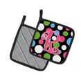 thumbnail image 2 of Carolines Treasures CJ1038-RPTHD Letter R Initial Monogram - Polkadots and Pink Pair of Pot Holders, 7.5HX7.5W,, 2 of 2