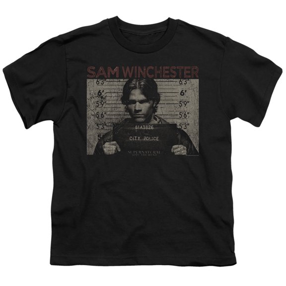 Supernatural - Sam Mug Shot - Youth Short Sleeve Shirt - Small