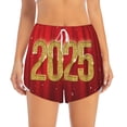thumbnail image 2 of Goofa Happy New Year 2025 F Printed Women 2 in 1 Running Shorts,Quick Dry Athletic Workout Shorts,High Waisted Athletic Shorts with Liner Pockets-Large, 2 of 9