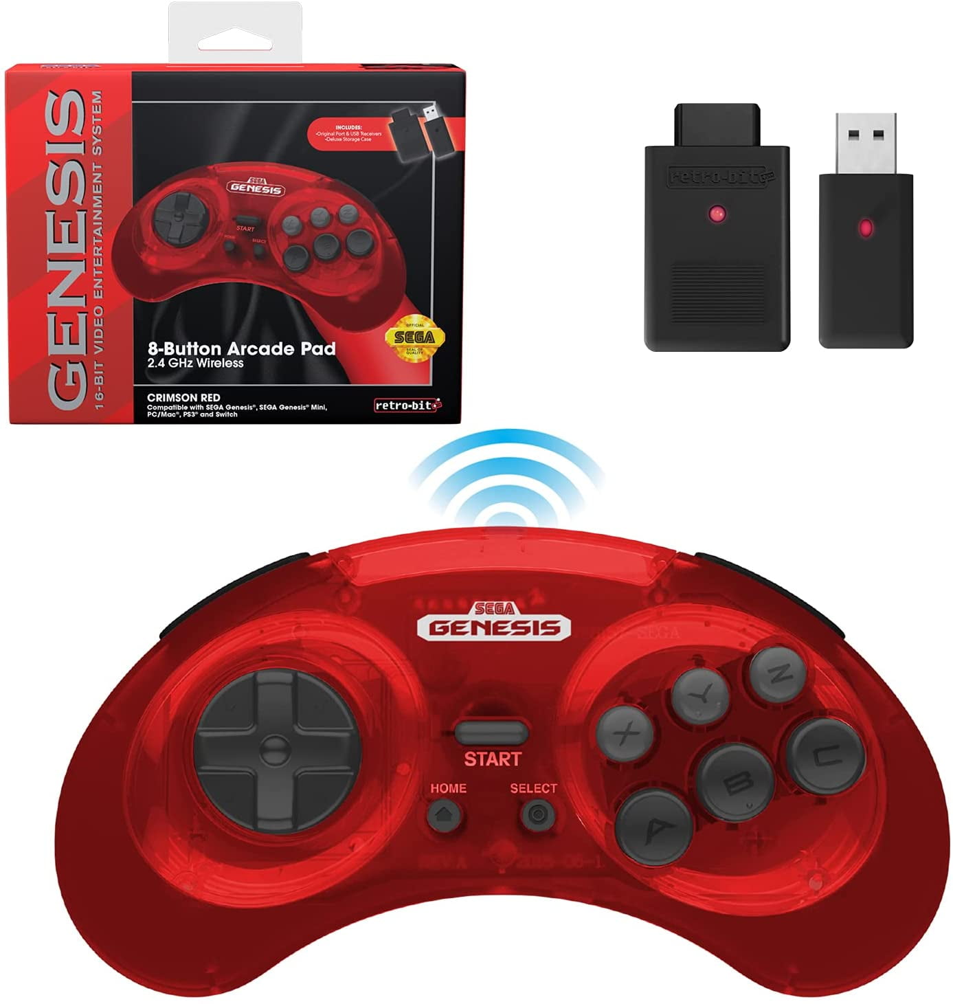 Buy RetroBit Sega Genesis 2.4 GHz Wireless Controller 8Button Arcade