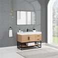 thumbnail image 3 of Bianco 48" Wood Vanity in Light Brown with White Composite Stone Top and Mirror, 3 of 13