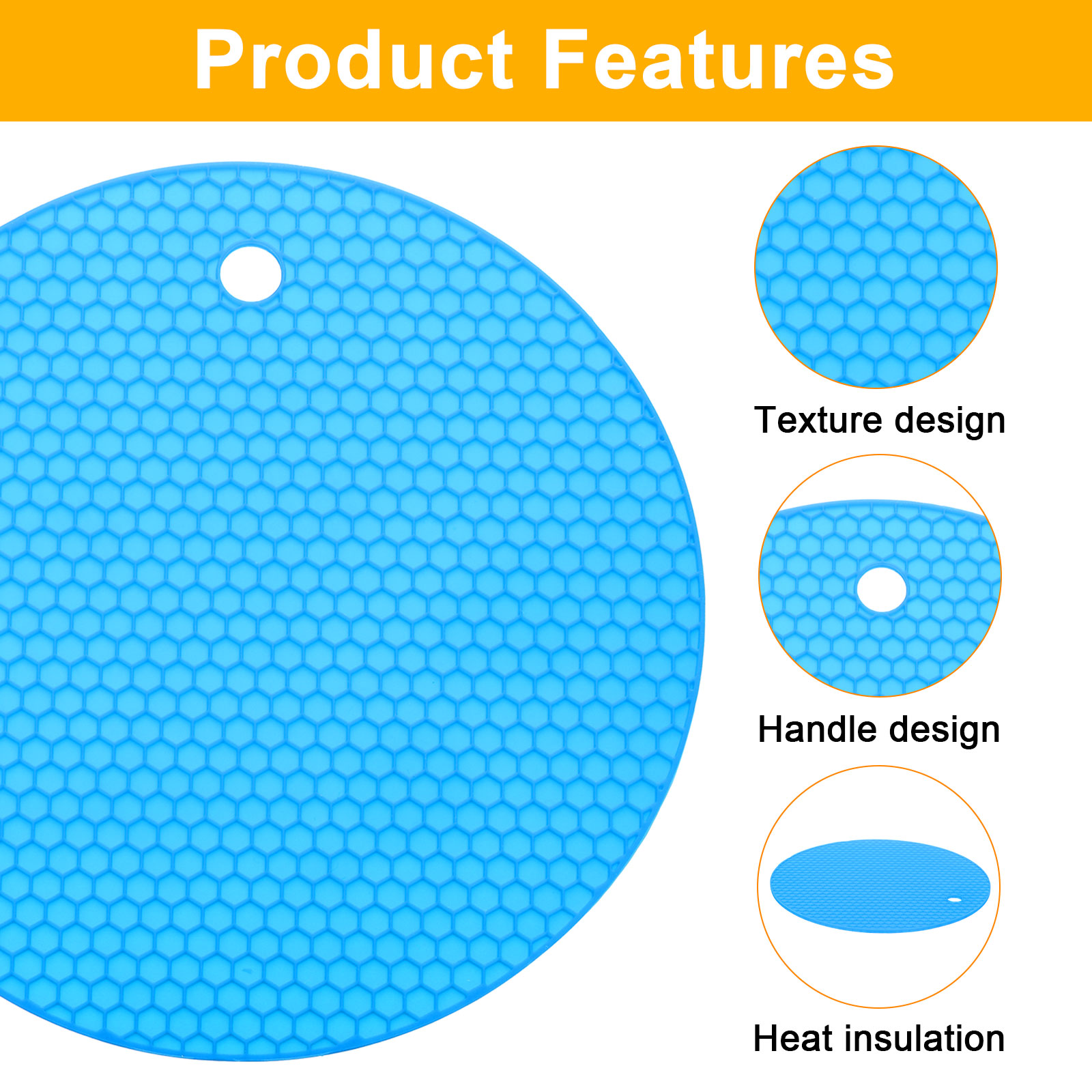 Unique Bargains Non-Slip Silicone Jar Opener Pads Texture Can Opener Blue