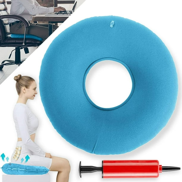 Cojin de asiento para hemorroides Cojin de asiento inflable Ortopedico Cojin de asiento en forma de dona Cojin ortopedico Cojin inflable Anillo de asiento suave con bomba Anillo de as JFHHH pequena