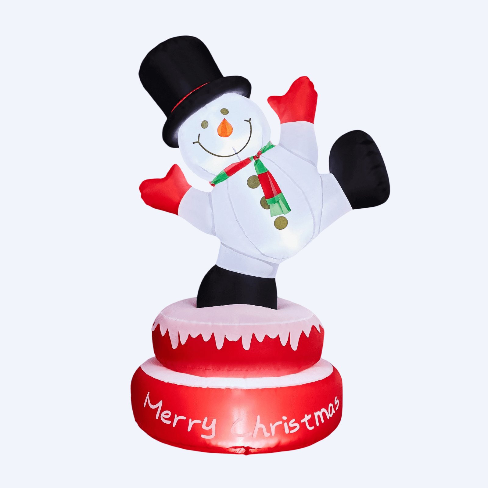 4.8FT Lighted Christmas Inflatable Decoration, Large Rotating Snowman with Motor, Funny Blow Up Yard Decorations with Built-in LED Lights for Holiday Party Front Yard Lawn Garden Decor