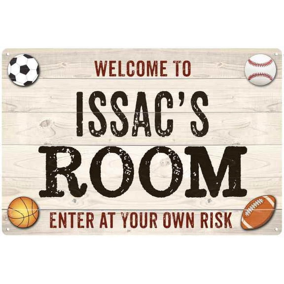 ISSAC'S Room Kids Bedroom Sign Boy's Gift 8x12 Metal 108120090406