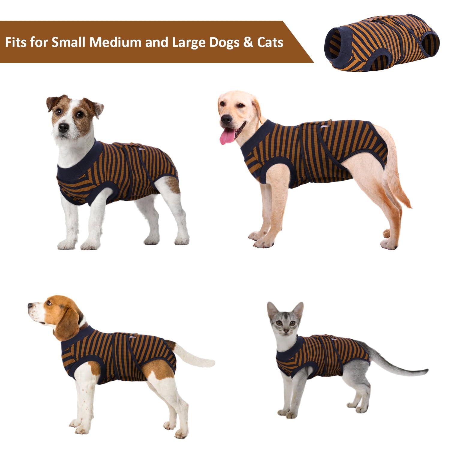 Kuoser Dog Surgical Recovery Suit Dogs Cat Onesie after Surgery,Brown,M