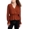 thumbnail image 1 of Self E Womens Lace Trim Peasant Blouse, darkorange, Juniors, M, 1 of 1