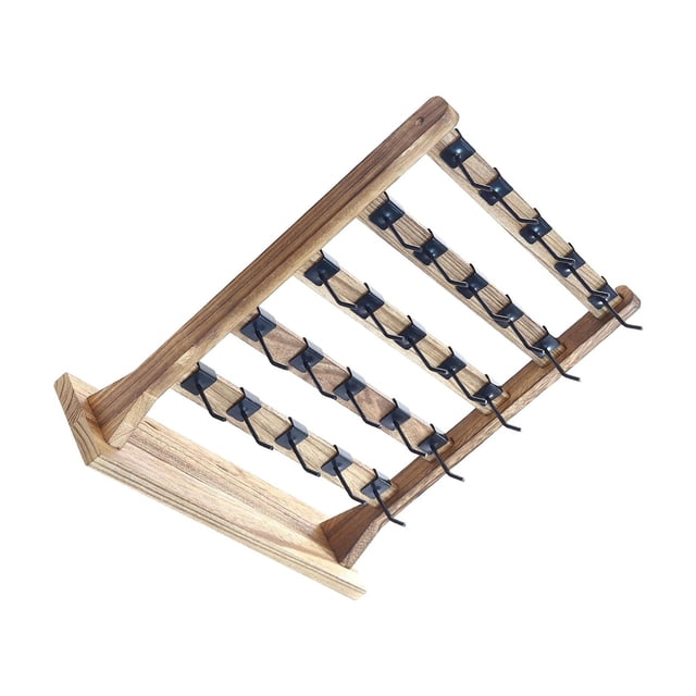 Langgg Wooden Earrings Display Stand Multi Tiers Storage Tier 5 Earrings Rack Multipurpose Wood Color 5 Tier