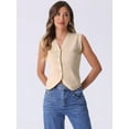 thumbnail image 4 of DARING DIVA Stylish Sleeveless V Neck Cropped Button Up Sweater Vest XS Apricot, 4 of 6