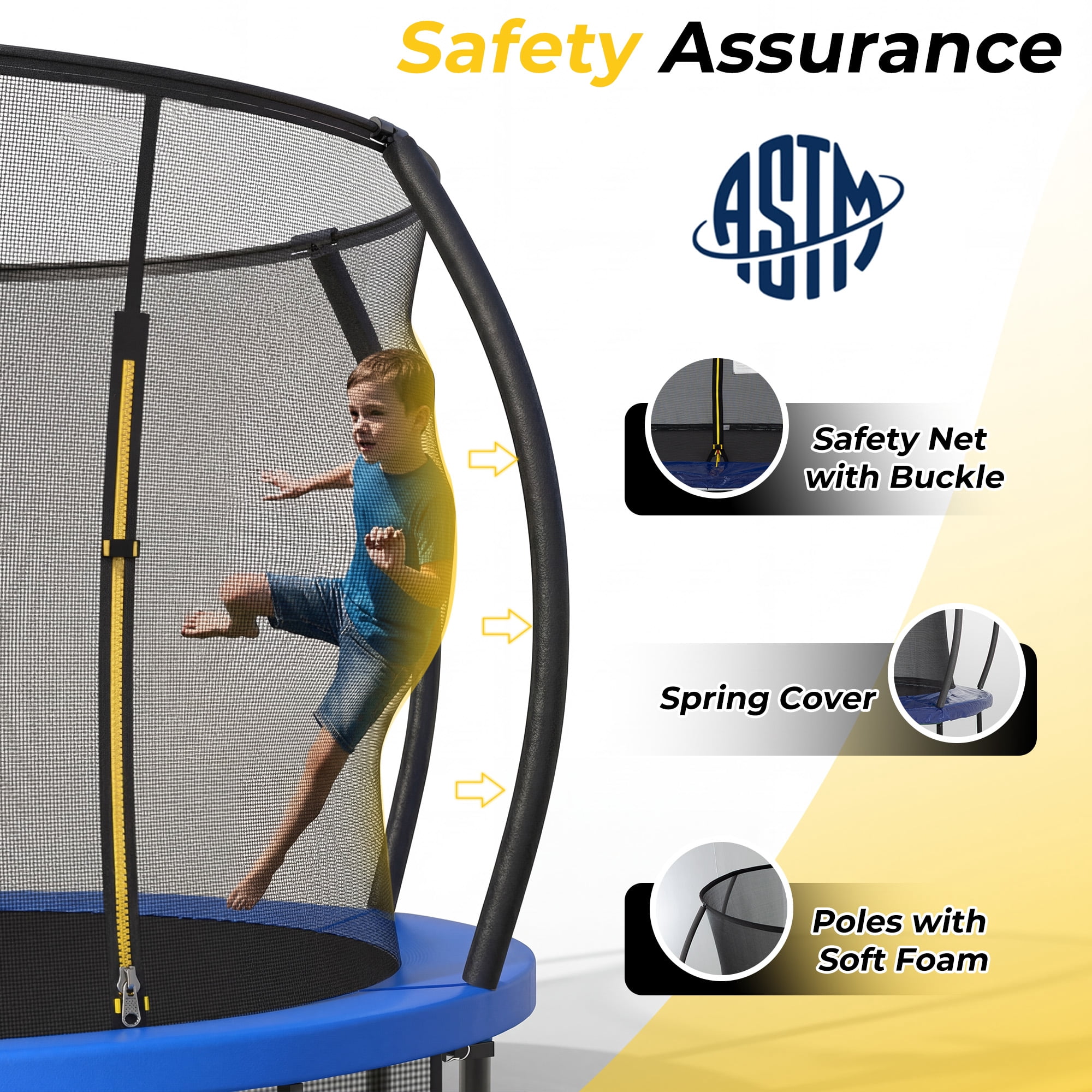 Mersco 14ft Trampoline for Kids and Adults, Pumpkin Outdoor Trampoline with Basketball Hoop,Enclosure Net and Storage Bag, Jumping Trampoline SPACE for Boys and Girls Birthday Gift,Blue