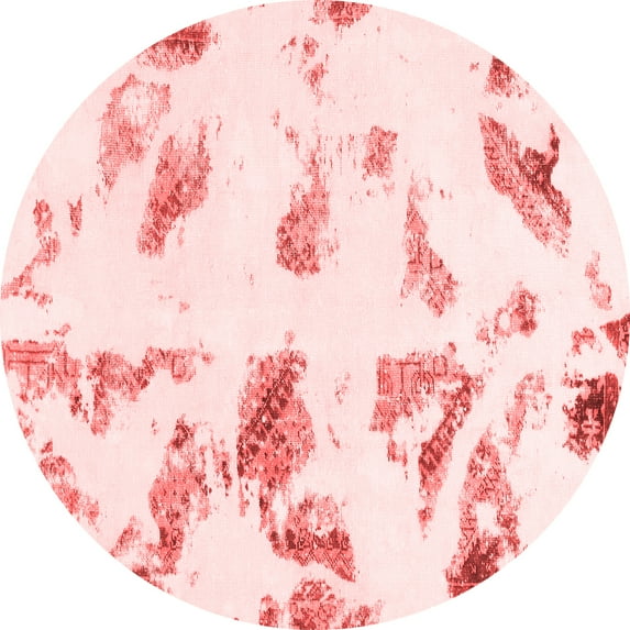 Ahgly Company Indoor Round Abstract Red Modern Area Rugs, 5' Round