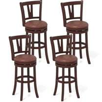 Gymax 30'' Bar Height Swivel Barstools Set of 4 High Backs & Footrests Solid Wood
