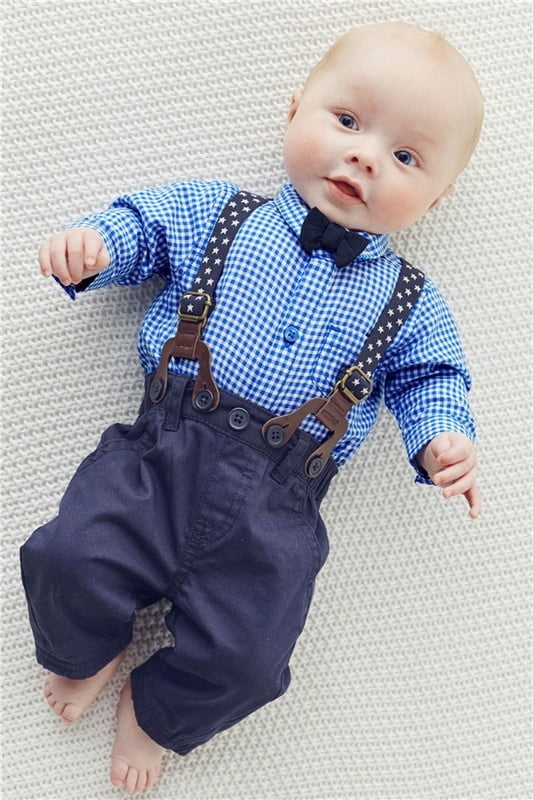 Newborn Baby Boy Waistcoat Vest Pants T-Shirt Clothes 3PCs Gentleman Outfit Set 