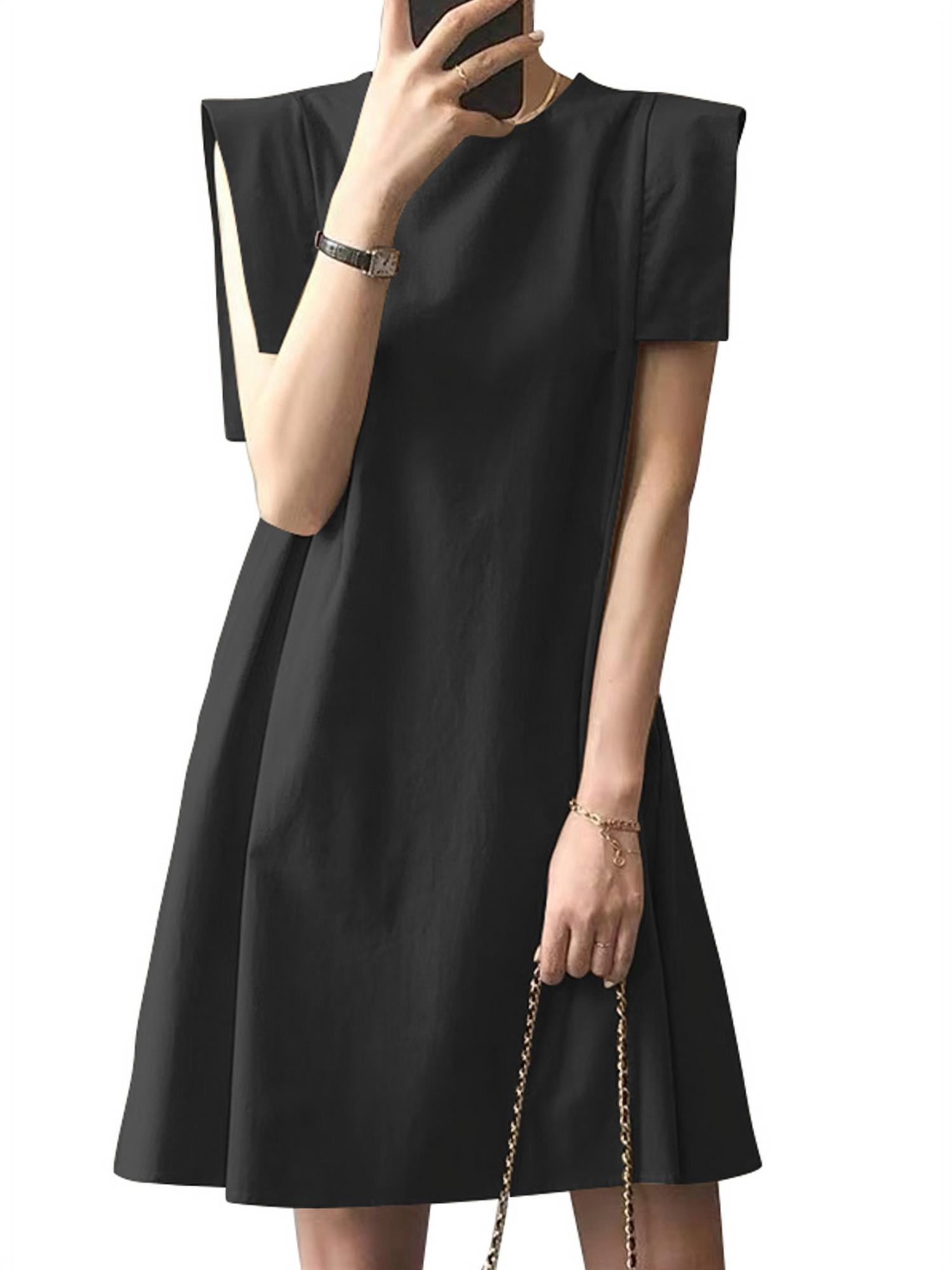 VONDA Women's Stylish Summer Sleeveless Mini Dress Aline Dress