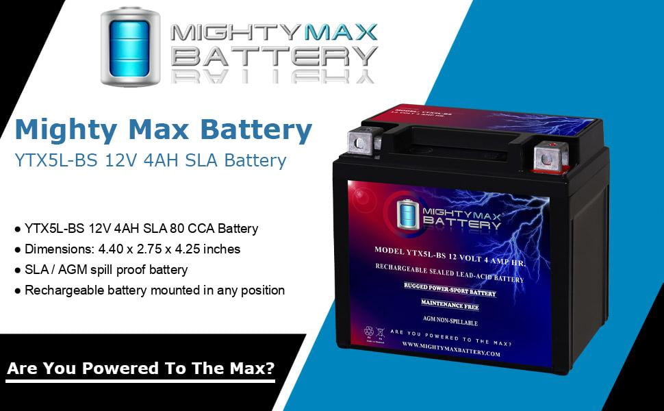YTX5L-BS Replacement for OEM Motorcycle Battery 12V 4AH 80CCA