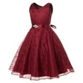 thumbnail image 2 of OLIVIA KOO Lovely Lace V-Neck Flower Girl Dress (Burgundy, 16), 2 of 4