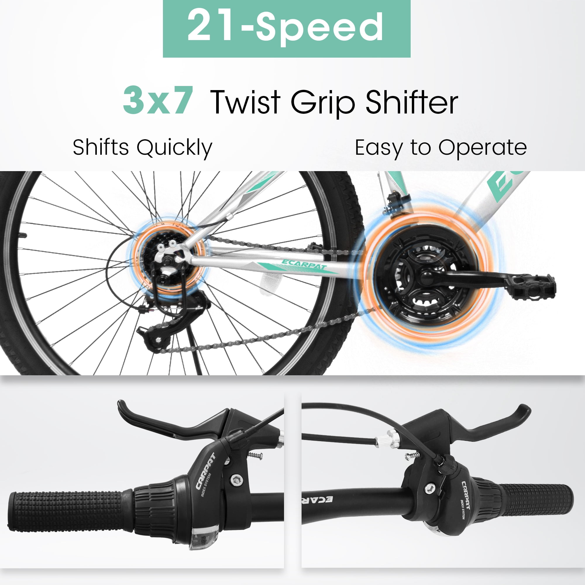 24-Inch Mountain Bike with 21-Speed Twist Shifter, Front