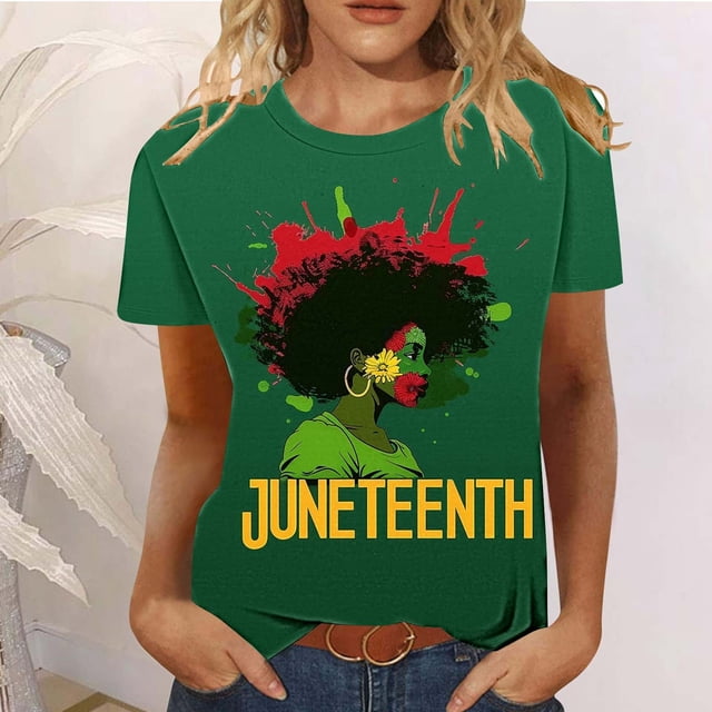Simua T-Shirts d'Été pour Femmes Mode Imprimée Quatrième Juillet Tee-Shirts Décontractés Manches Courtes Col Rond Tee Tops
