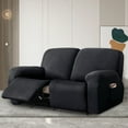 thumbnail image 2 of Super Stretch Recliner Sofa Slipcover with Pocket, 1 2 3 Seater Reclining Cover Non-slip Cats Dogs Furniture Protector Couch Covers-black-2 Seats(6pc), 2 of 7