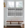 thumbnail image 2 of Grey White Boho 2 Panel Kitchen Curtains for Small Windows, Vintage Ethnic Tribe Abstract Art Bathroom Tier Curtain, Short Window Treatment for Bedroom/Living Room 55"x36", 2 of 6