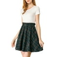 thumbnail image 5 of DARING DIVA Women's Tartan Plaid Elastic Waist Skater Suspender Skirt XS Blue Green, 5 of 7