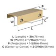thumbnail image 3 of Amerock Streamline Tab 3 inch (76mm) Length Champagne Bronze Cabinet Finger Edge Pull, 25 Pack, 3 of 4