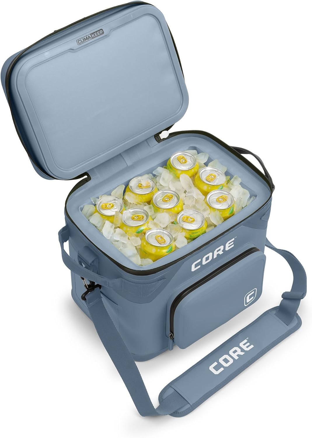 CORE 18 Can Climakeep Magnetic Soft Cooler, Leakproof Cooler, Waterproof Zipper, Steel Blue