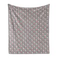 thumbnail image 1 of Animals Soft Flannel Fleece Throw Blanket, Cartoon Bunny and Blooming Roses Pattern Fauna and Flora Design, Cozy Plush for Indoor and Outdoor Use, 50" x 70", Pale Pink Pale Grey, by Ambesonne, 1 of 6