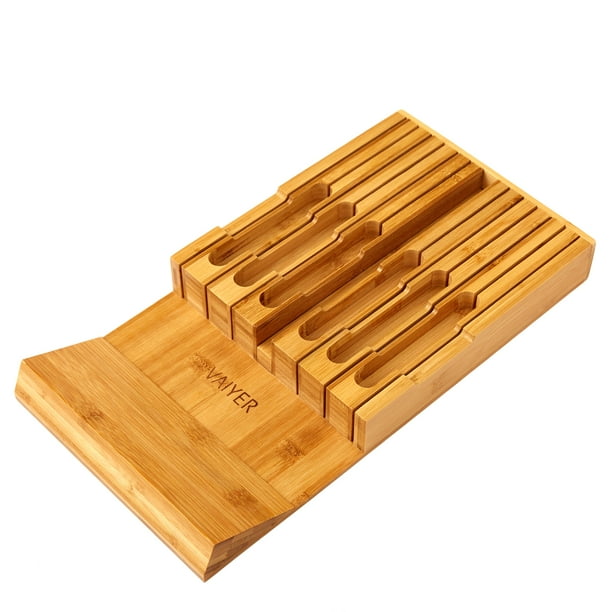Vaiyer In Drawer Bamboo Knife Block Holds 12 Knives Not Included With A Slot For Your Knife Sharpener Chef Knife Organizer Made From Quality Bamboo Walmart Com Walmart Com