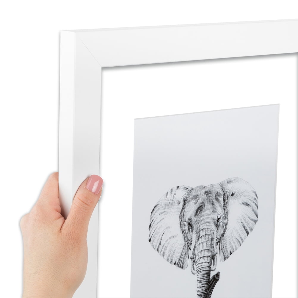 ArtToFrames 22x28 Matted Picture Frame with 18x24 Single Mat Photo Opening Framed in 1.25 Satin White Frame and 2 Crisp Mat (FWM-3966-22x28)