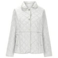 thumbnail image 6 of Quilted Jackets for Women Casual Lapel Button down Puffer Coat Barn Jacket Winter Warm Lightweight Outerwear with Pockets White M, 6 of 9