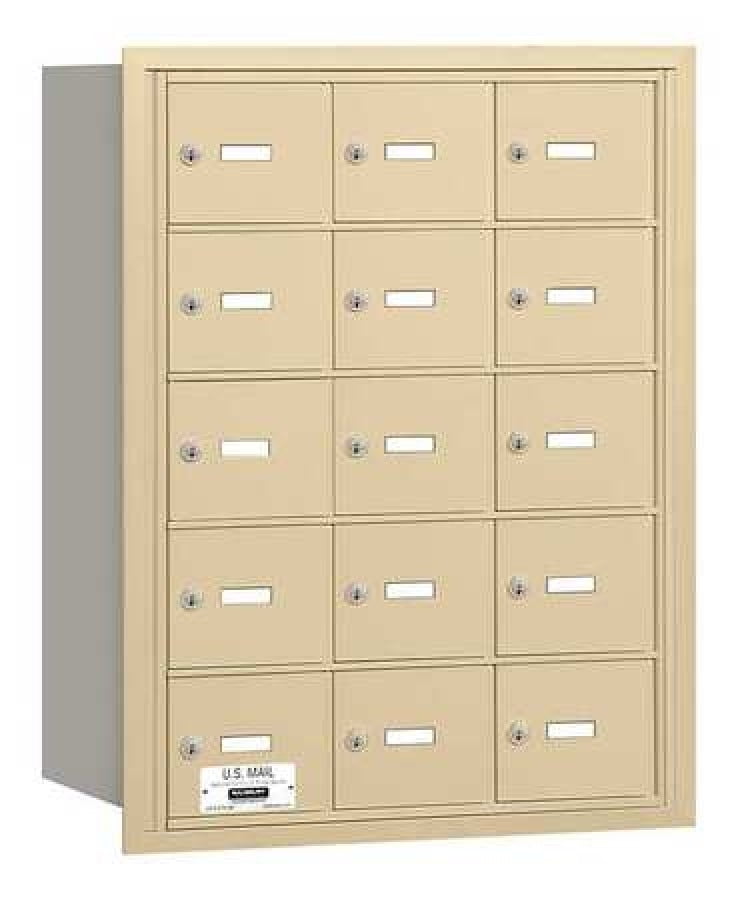 4B+ Horizontal Mailbox - 15 A Doors - Sandstone - Rear Loading - Private Access