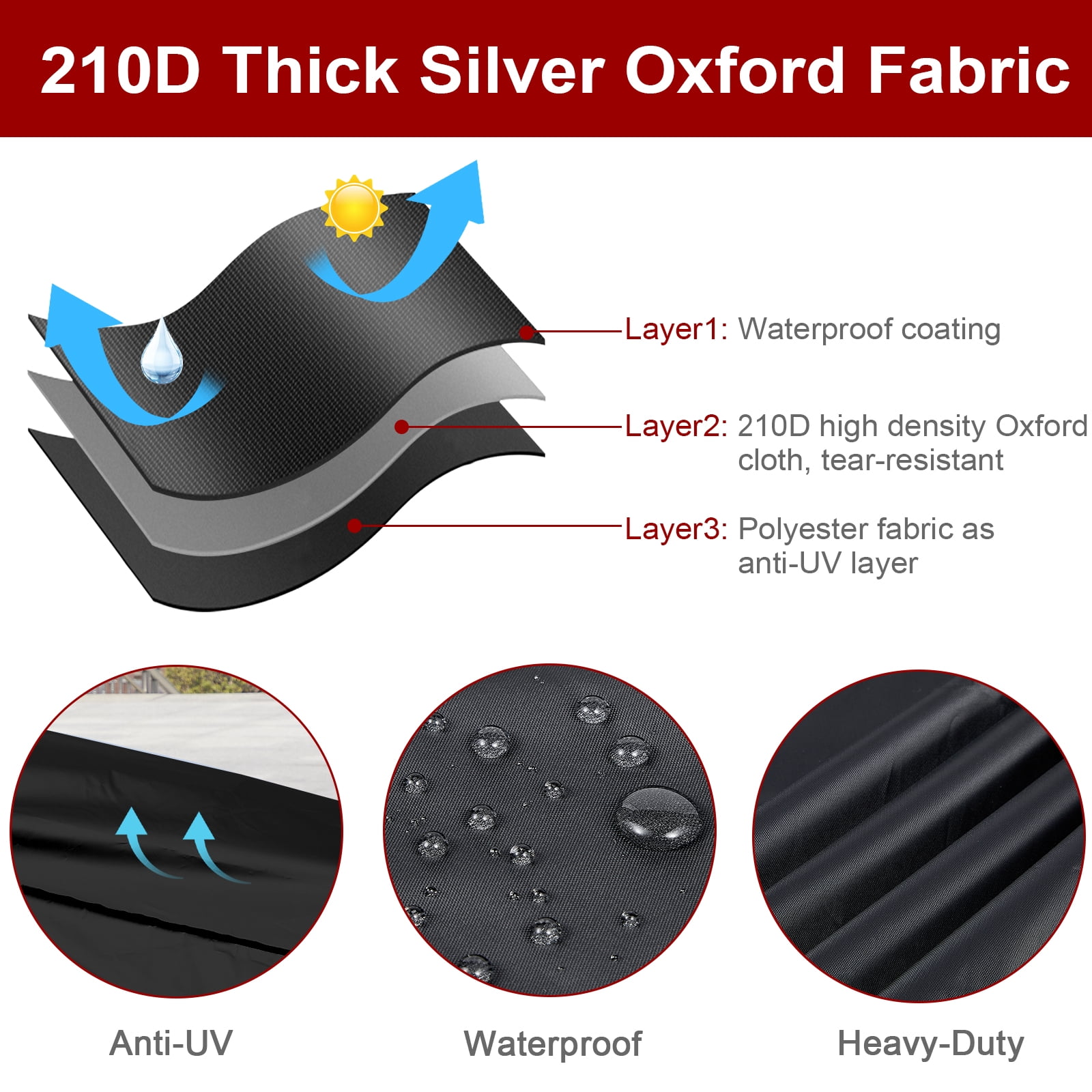 Dream Apparel Motorcycle Half Cover, Waterproof Motorcycle Cover for Outdoor, Rain Snow Dust Protection Universal Fit Heavy Duty Motorbike Vehicle Cover with Storage Bag, Black L