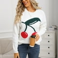 thumbnail image 5 of Tnhcen Women's Cherry Print Sweater Soft Acrylic Knit Top Casual Crewneck Pullover Fall Winter Warm Wear Long Sleeve Comfort S-XL, 5 of 8