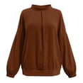 thumbnail image 4 of Womens Long Sleeve Shirts Helii Loose Linen Blouse Puff Sleeve Round Neck Shirt Travel Vacation Outfit Casual Lightweight Top for Summer Fall | 3XL Size, 4 of 5