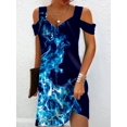 thumbnail image 1 of Robe de Soirée de Mode pour les Femmes Été Élégante Robe Imprimée Florale Décontractée Dame A-Line Robe, 1 of 7