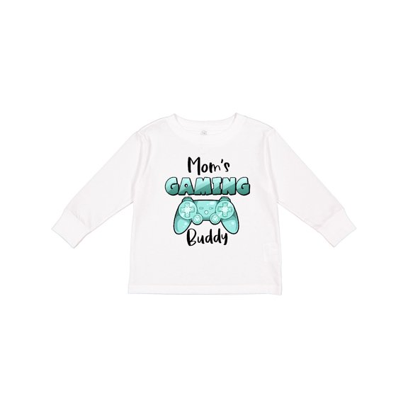 Inktastic Mom's Gaming Buddy- Aqua Controller Boys or Girls Long Sleeve Toddler T-Shirt