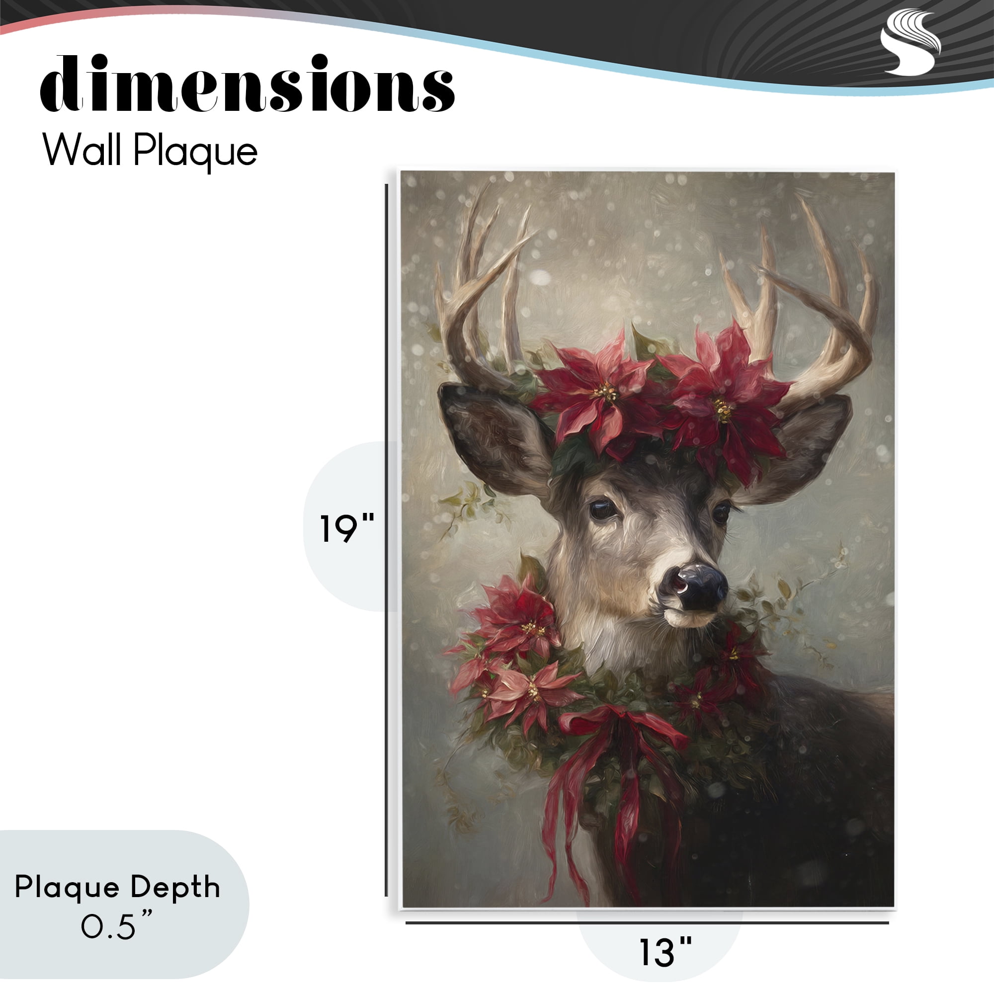 Stupell Industries Poinsettia Christmas Deer Wall Plaque Art, design by Tina LeCour